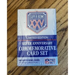 Super Bowl XXV Silver Anniversary Commemorative Card Set 160 NFL Cards Sealed